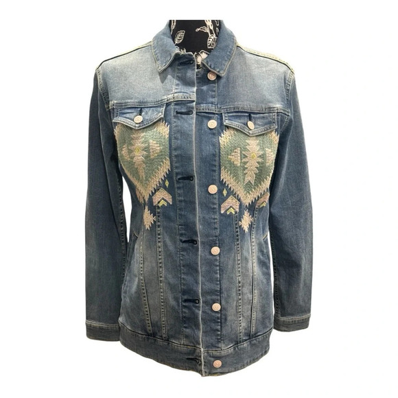 LulaRoe JAXON Embroidered denim jacket - Picture 1 of 11
